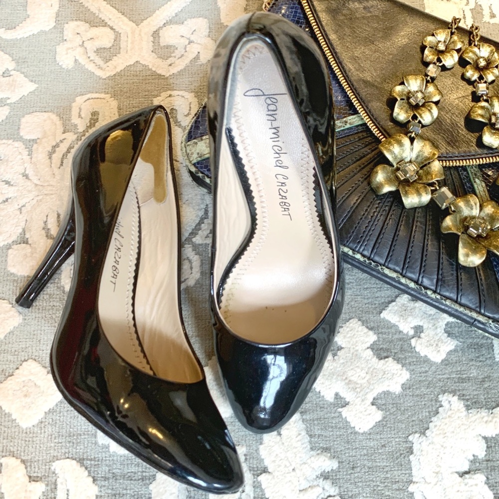 Jean-Michel Cazabat Black Patent Leather Pumps EUC